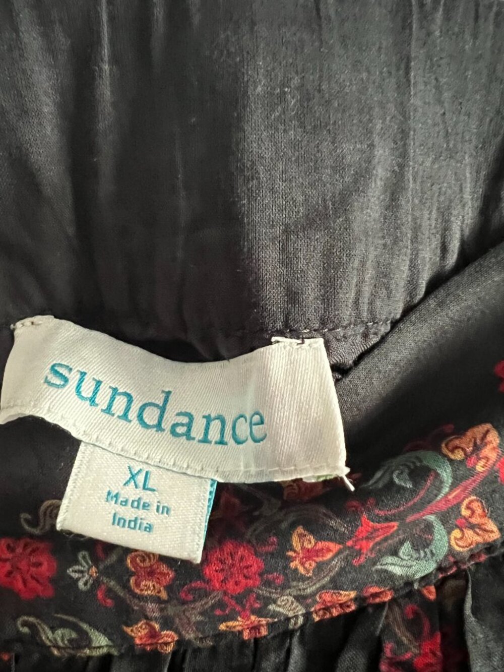 Sundance black floral paisley pleated maxi skirt XL - Picture 2 of 2